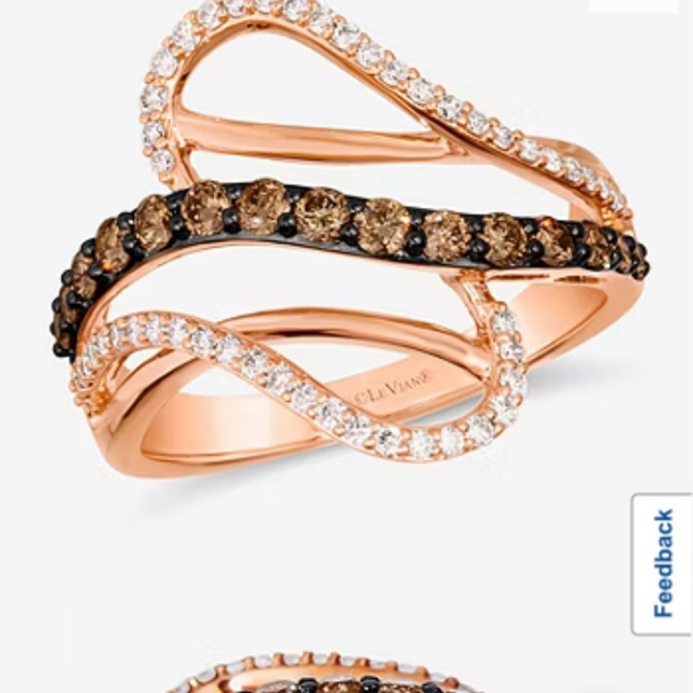 LeVian 14k rose gold chocolate diamond ring sz 7